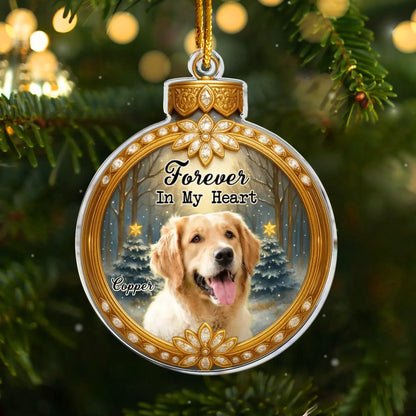 Ornament Acrylic / Glass / 3.5in / 8.9cm Forever In My Heart Memorial Dog - Pet Sympathy Gift -  Personalized Acrylic Photo Ornament