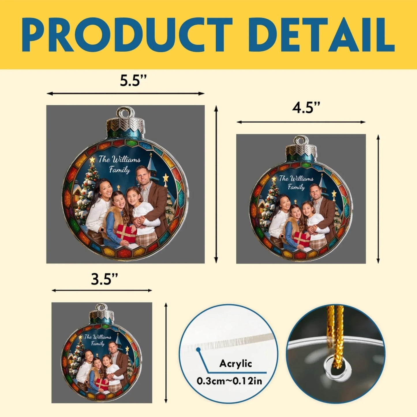 Custom Photo Family Themes 2025 - Personalized Acrylic Photo Ornament