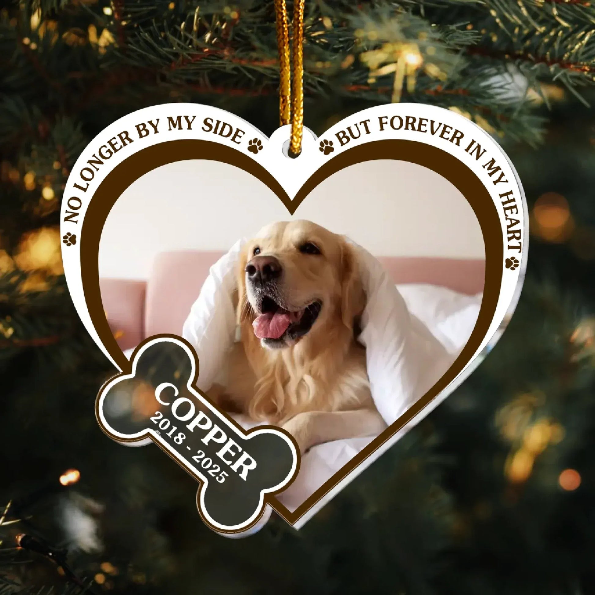 No Longer By My Side But Forever in My Heart - Memorial Dog Gift -  Personalized Dog Acrylic Photo Ornament