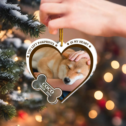 No Longer By My Side But Forever in My Heart - Memorial Dog Gift -  Personalized Dog Acrylic Photo Ornament