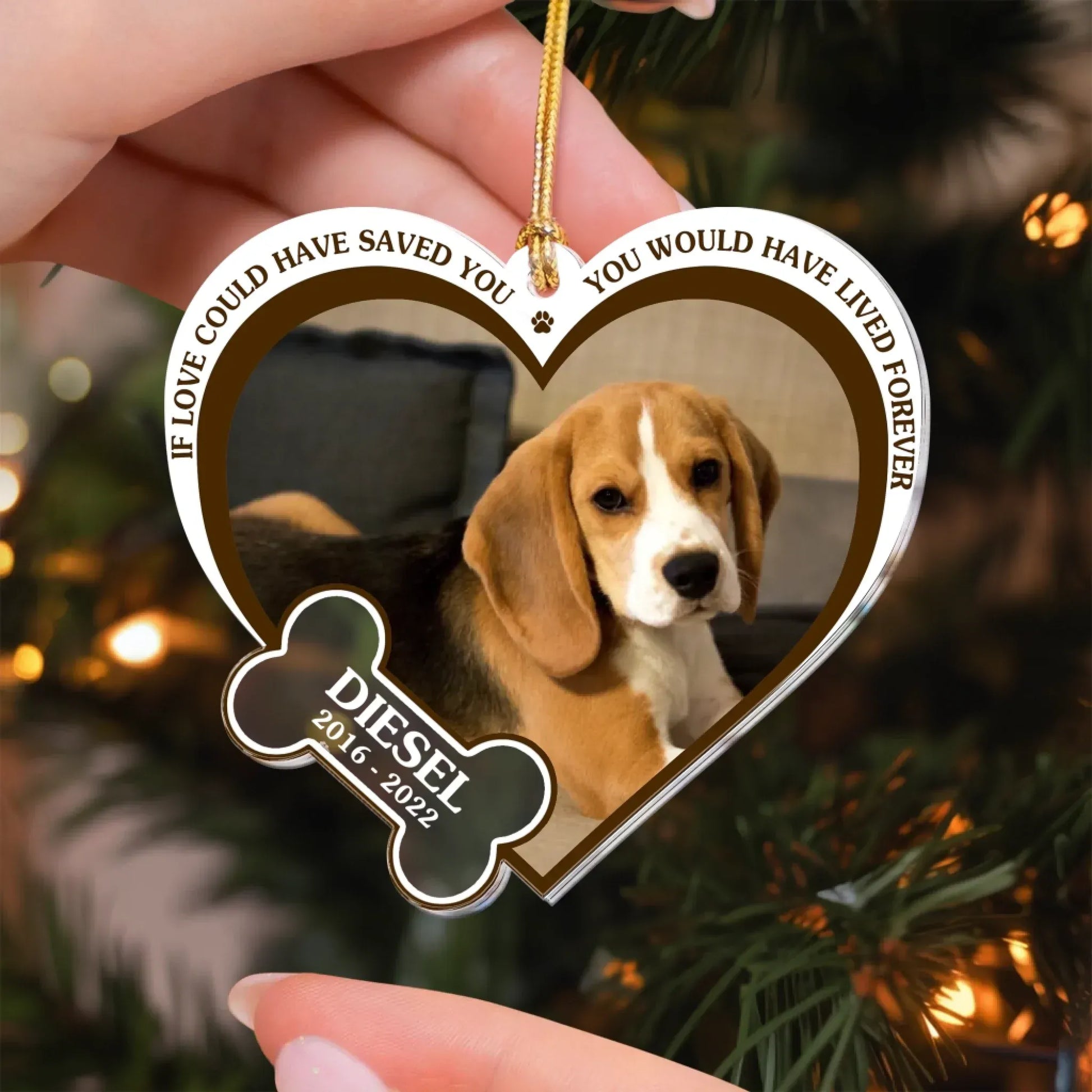 No Longer By My Side But Forever in My Heart - Memorial Dog Gift -  Personalized Dog Acrylic Photo Ornament