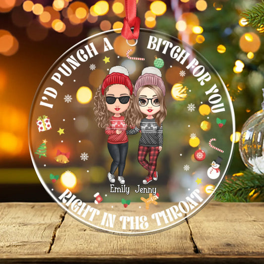 Ornament Acrylic DMT / Glass / 3.5in / 8.9cm Bff's for Life & Throat Punchers - Personalized Besties Custom Acrylic Ornament