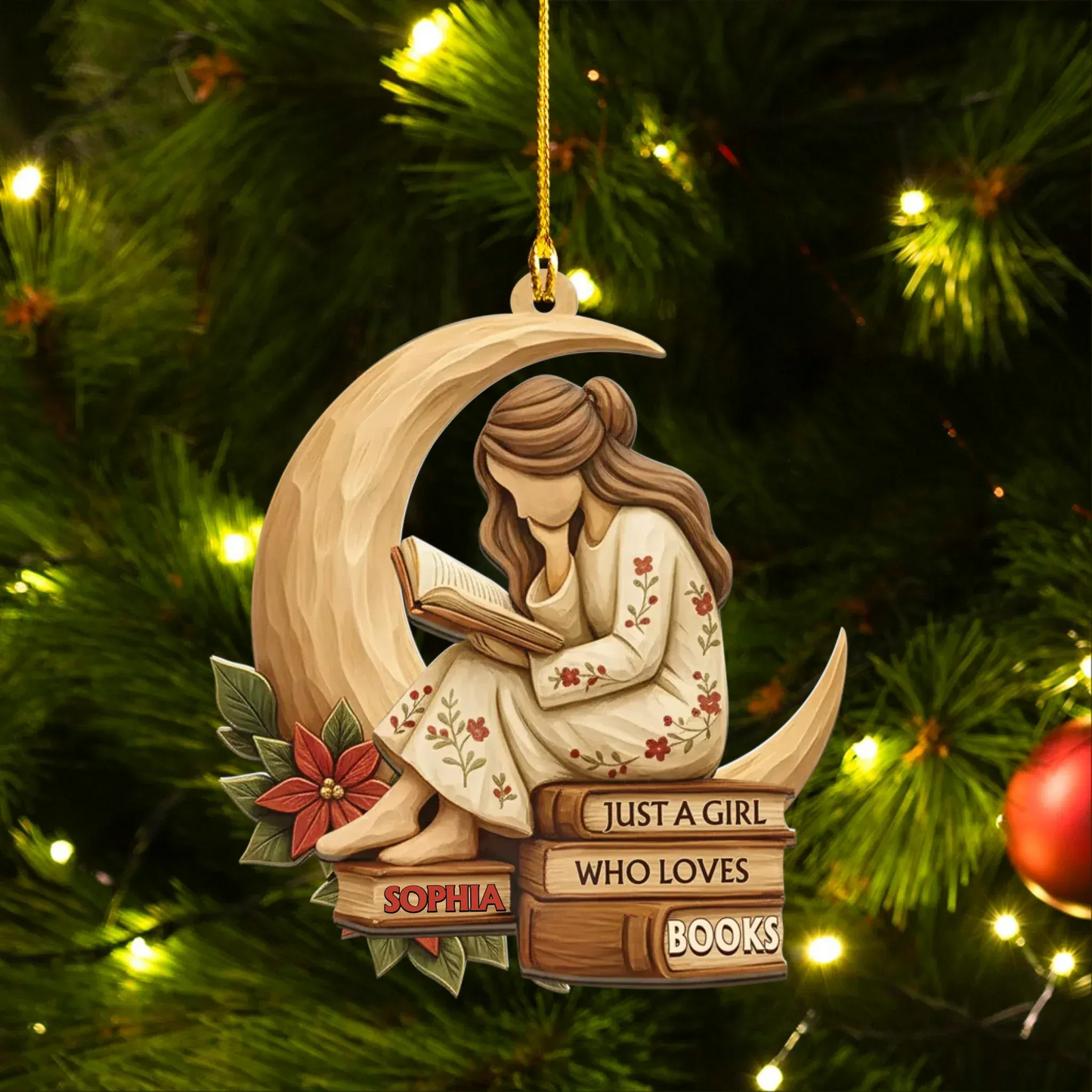 Ornament Acrylic DMT / Glass / 3.5in / 8.9cm Lost In The Pages - Personalized Book Lovers Custom Acrylic Ornament