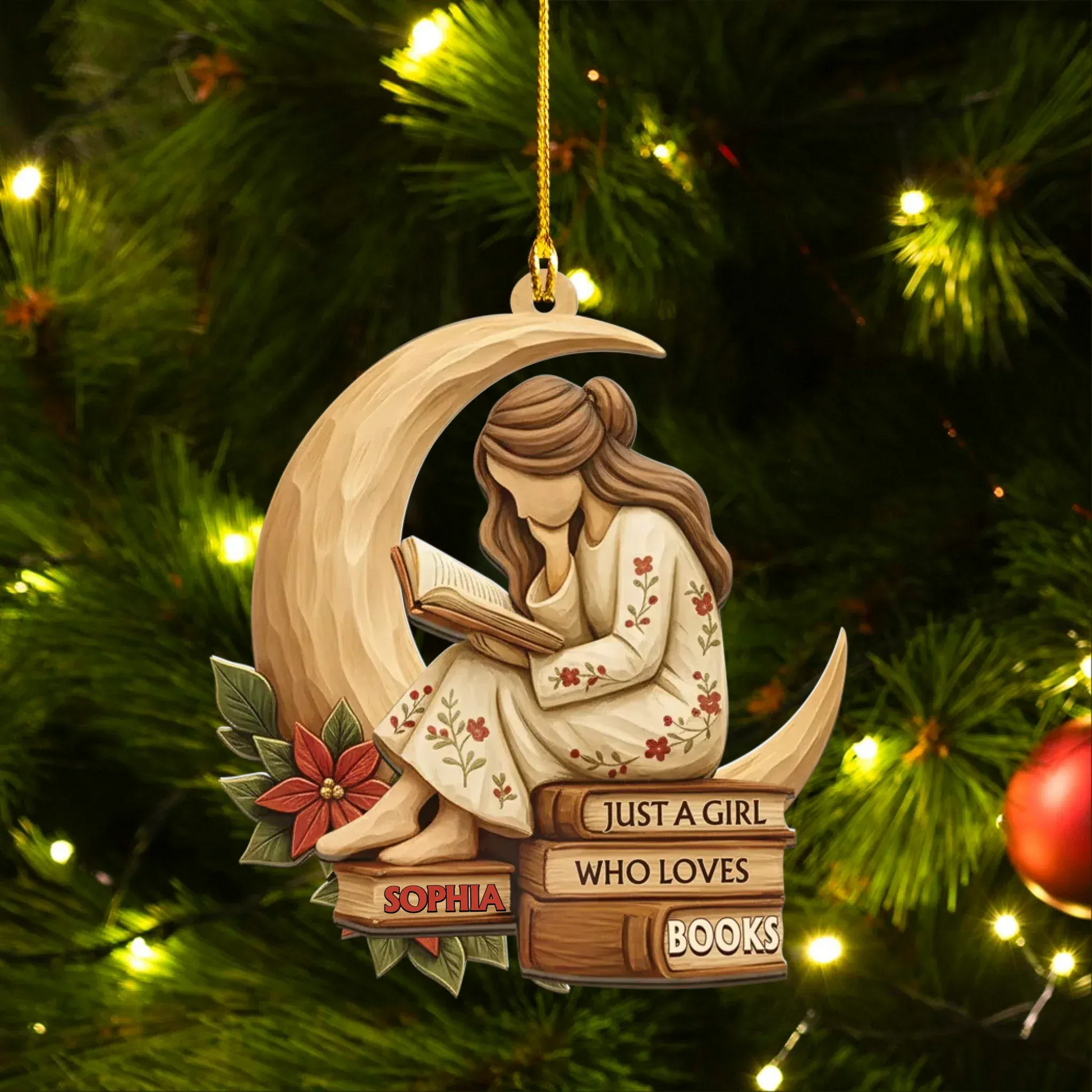 Ornament Acrylic DMT / Glass / 3.5in / 8.9cm Lost In The Pages - Personalized Book Lovers Custom Acrylic Ornament