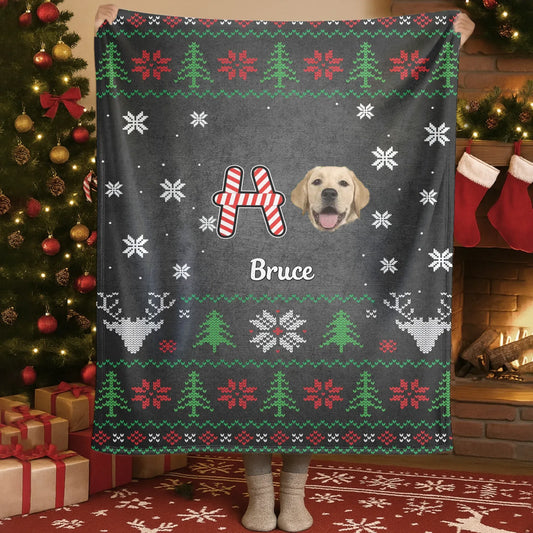 Personalized Blankets Blanket Custom KNT / White / 30x40in / 76x101cm HO HO HO, Merry Dogmas! – Personalized Pet Photo Ugly Christmas Pattern Blanket