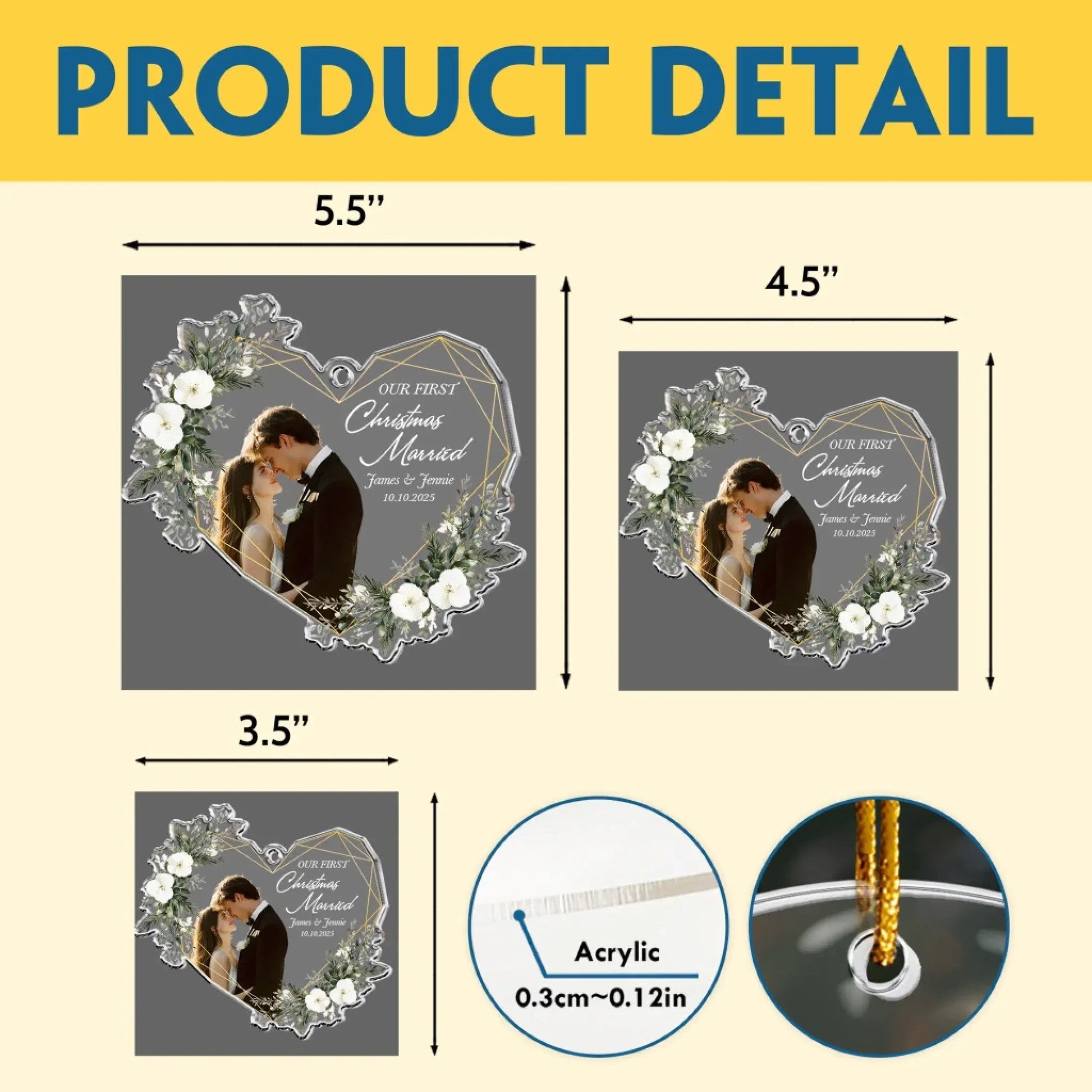 Personalized Ornaments Our First Christmas Married As Mr & Mrs - 1st Christmas Together - Personalized Acrylic Photo Ornament