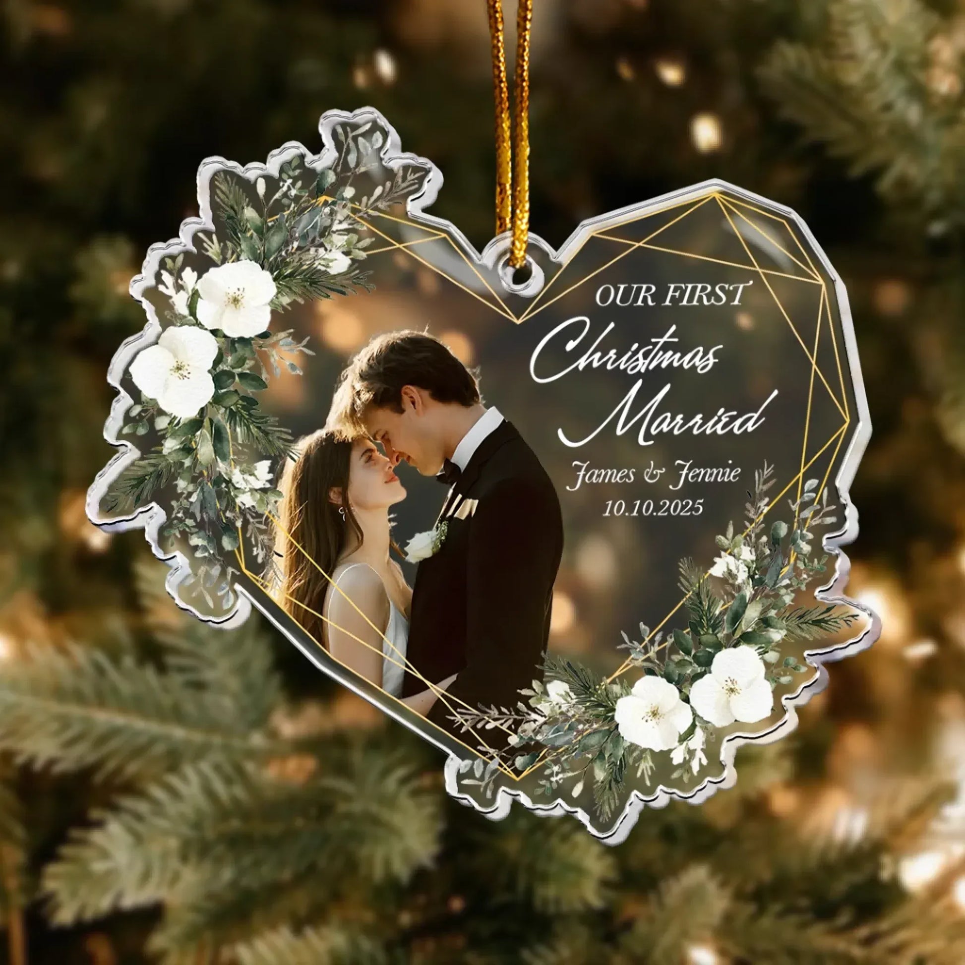Personalized Ornaments Our First Christmas Married As Mr & Mrs - 1st Christmas Together - Personalized Acrylic Photo Ornament