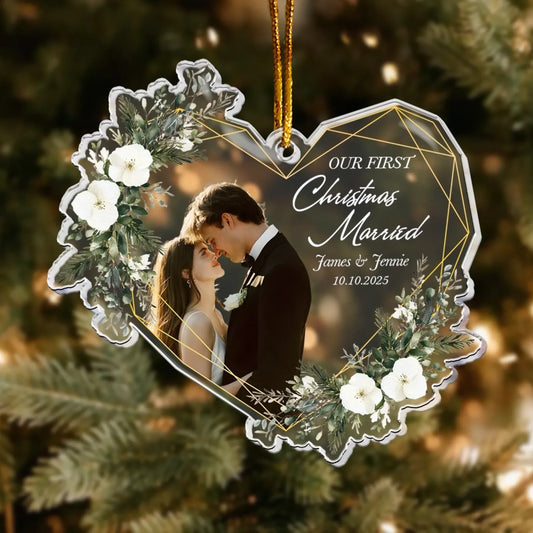 Personalized Ornaments Our First Christmas Married As Mr & Mrs - 1st Christmas Together - Personalized Acrylic Photo Ornament