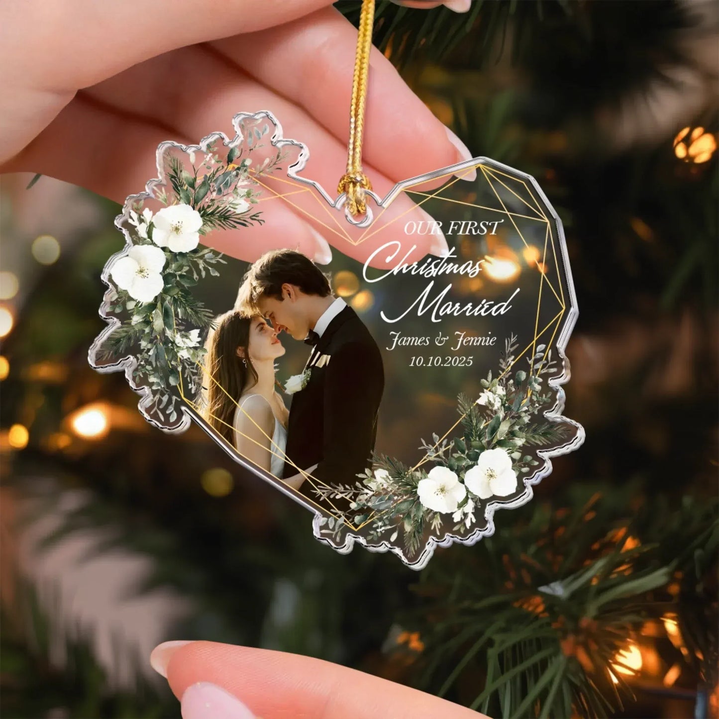 Personalized Ornaments Our First Christmas Married As Mr & Mrs - 1st Christmas Together - Personalized Acrylic Photo Ornament