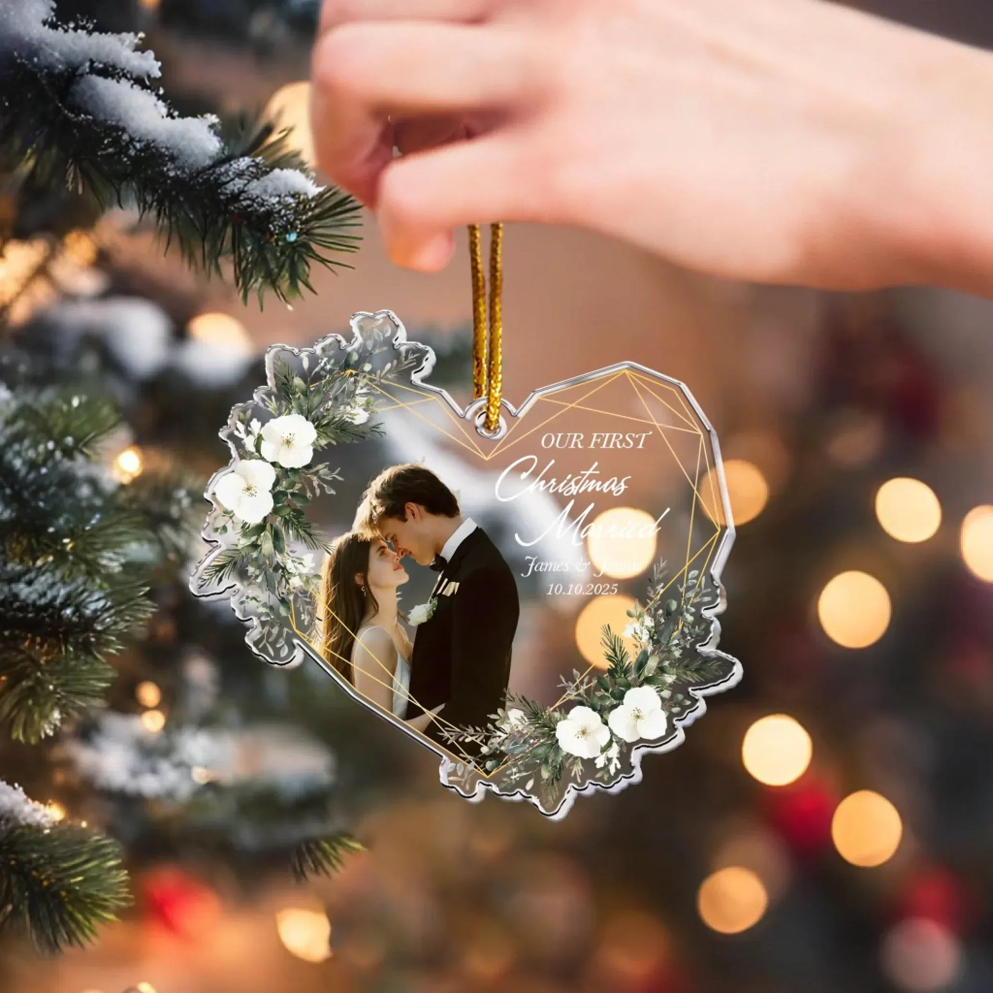 Personalized Ornaments Our First Christmas Married As Mr & Mrs - 1st Christmas Together - Personalized Acrylic Photo Ornament