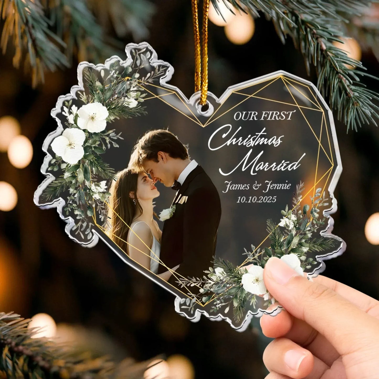 Personalized Ornaments Our First Christmas Married As Mr & Mrs - 1st Christmas Together - Personalized Acrylic Photo Ornament