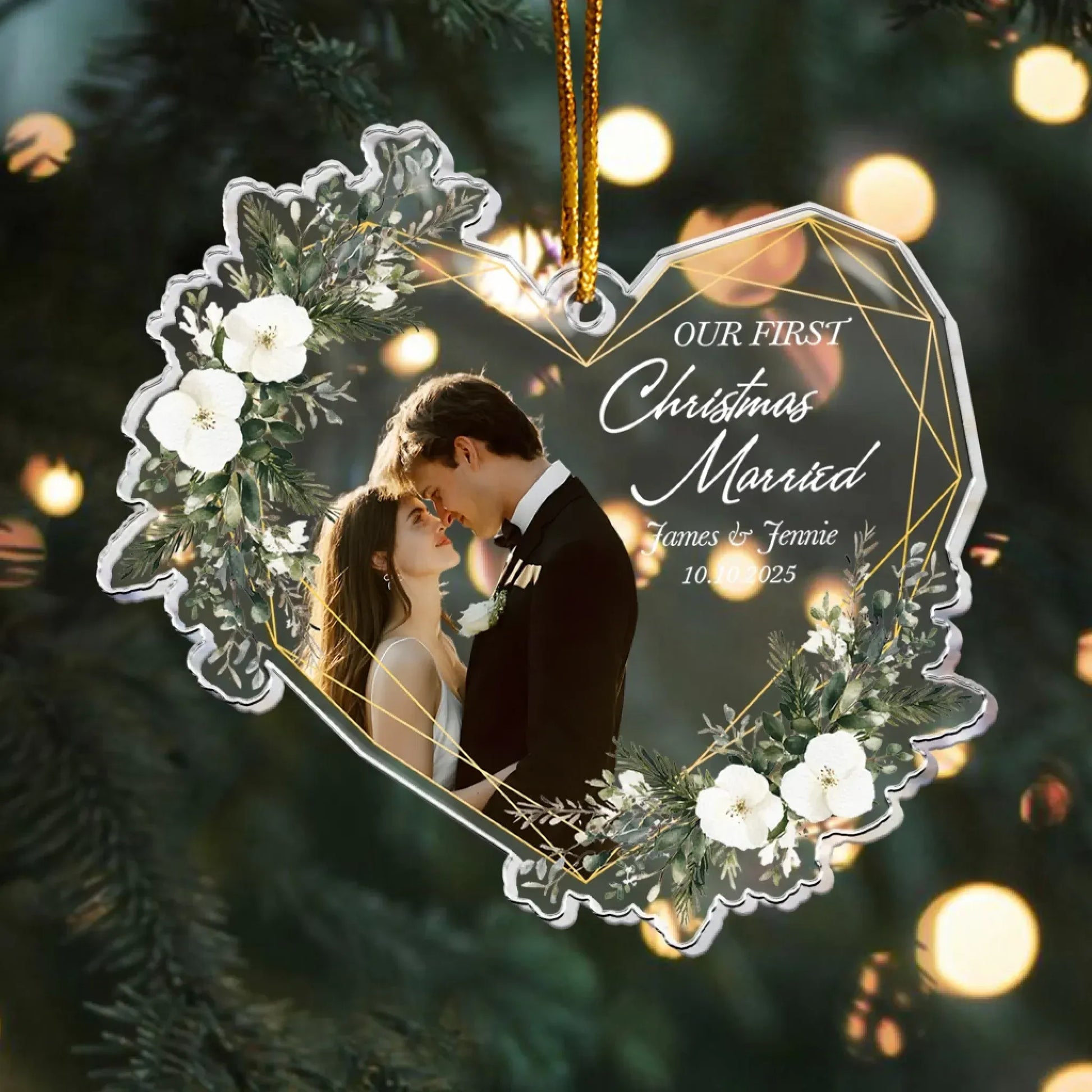 Personalized Ornaments Our First Christmas Married As Mr & Mrs - 1st Christmas Together - Personalized Acrylic Photo Ornament