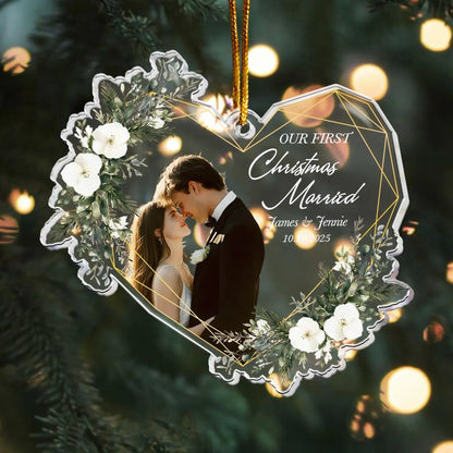 Personalized Ornaments Our First Christmas Married As Mr & Mrs - 1st Christmas Together - Personalized Acrylic Photo Ornament