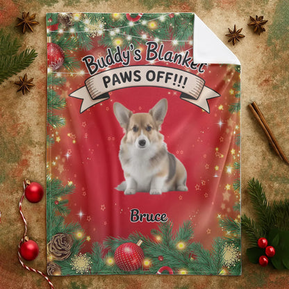 Personalized Blankets PAWS OFF!!! Buddy's Blanket - Personalized Dog Photo Christmas Custom Blanket