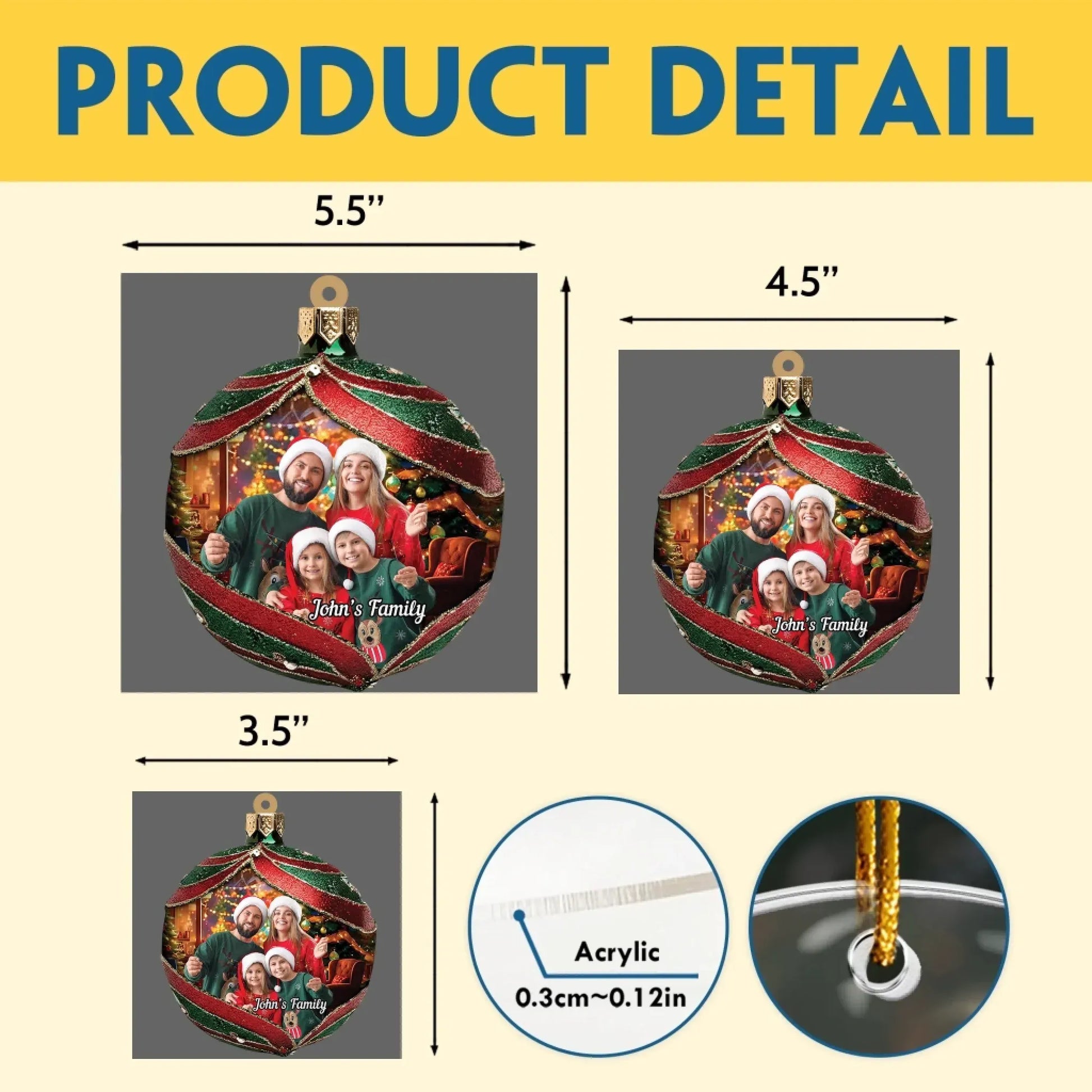 Wrapped Up In Holiday Love - Personalized Photo Acrylic Ornament