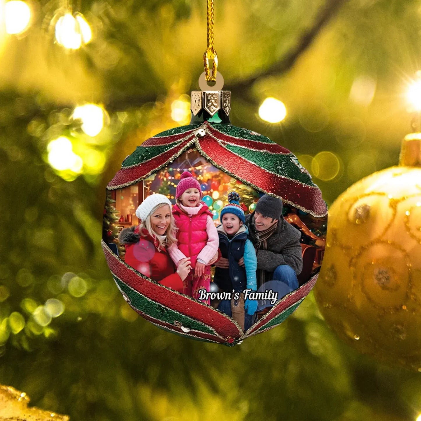 Wrapped Up In Holiday Love - Personalized Photo Acrylic Ornament