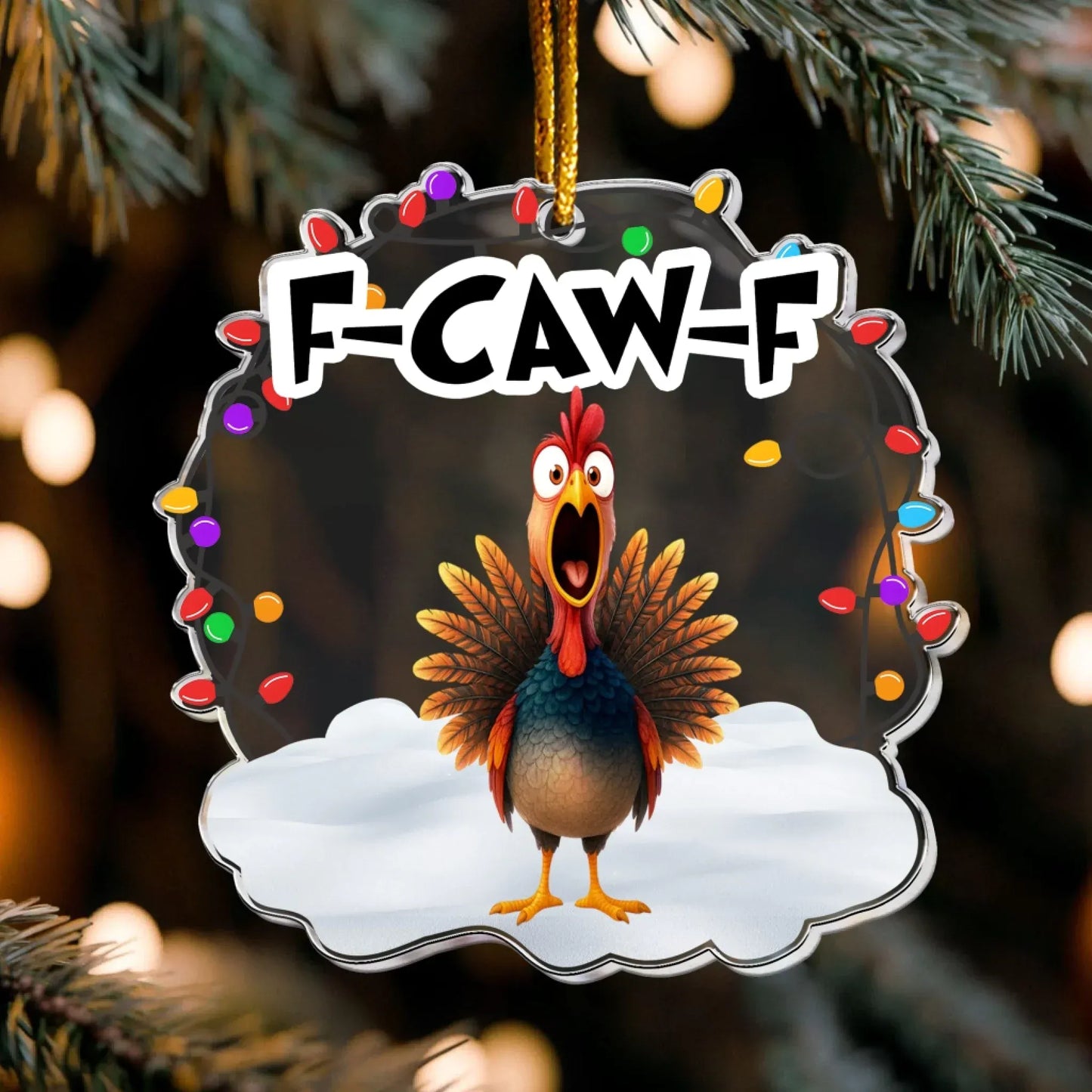 Personalized Ornaments Funny F-Caw-F Chicken - Chicken Roaster Meme - Personalized Acrylic Ornament