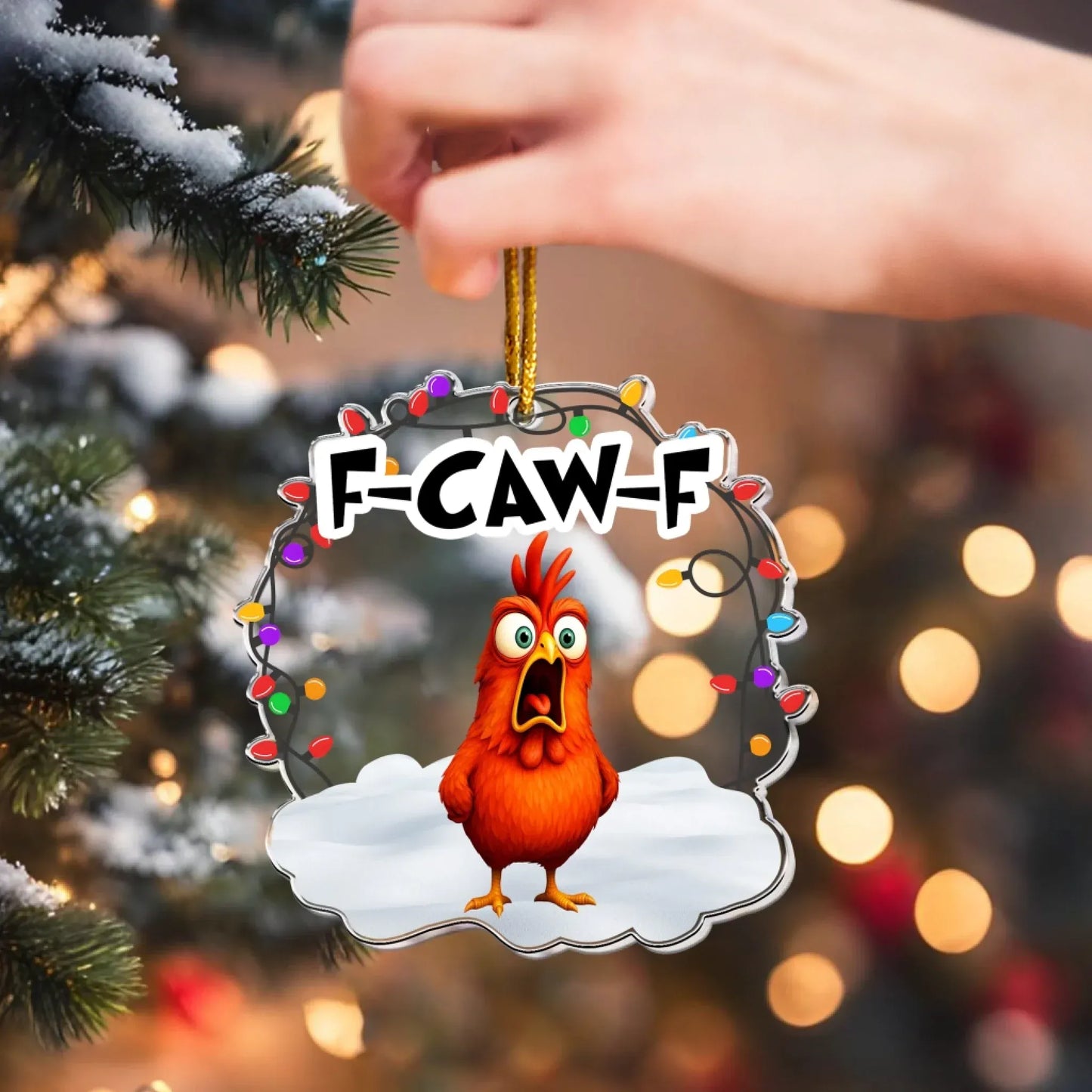 Personalized Ornaments Funny F-Caw-F Chicken - Chicken Roaster Meme - Personalized Acrylic Ornament