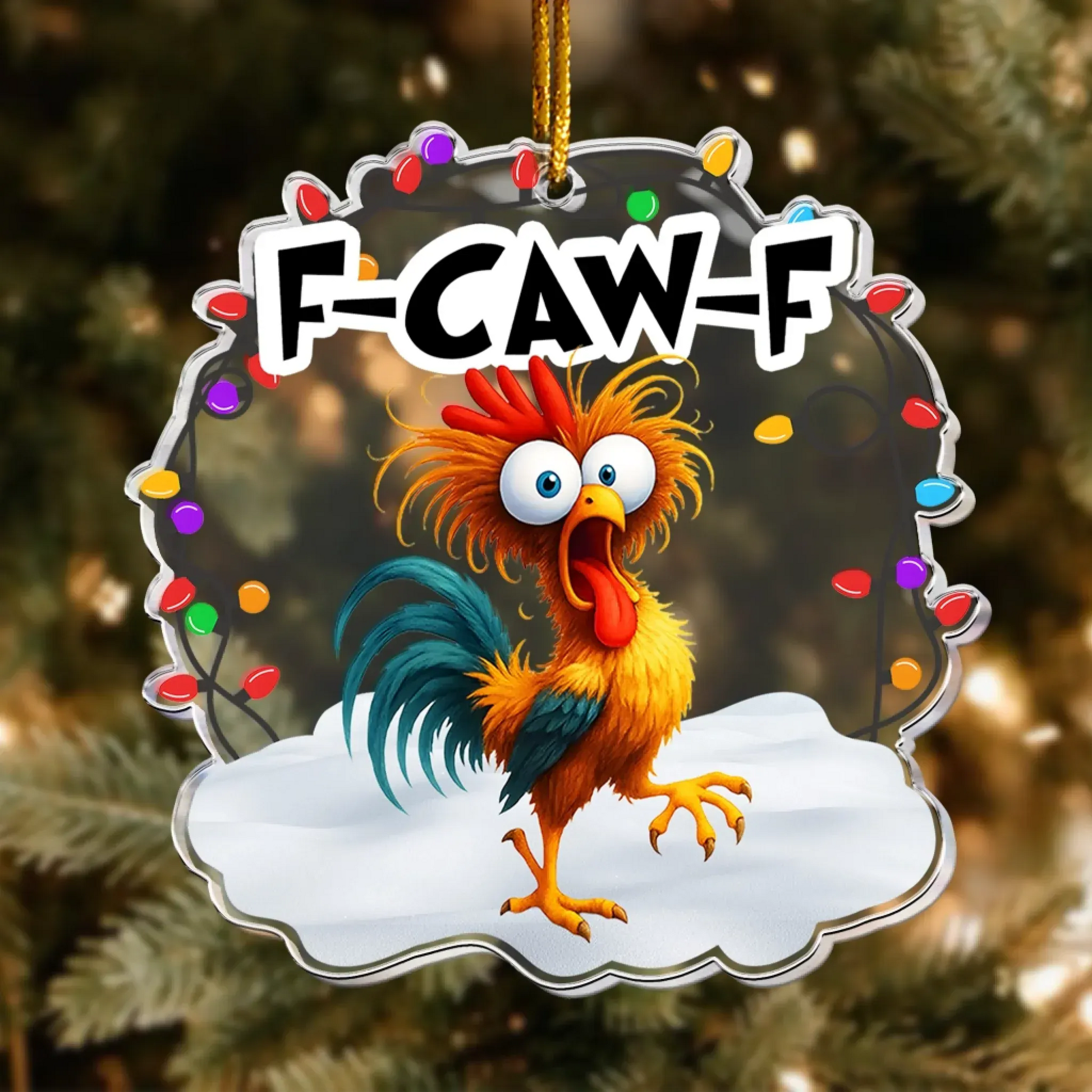 Personalized Ornaments Funny F-Caw-F Chicken - Chicken Roaster Meme - Personalized Acrylic Ornament