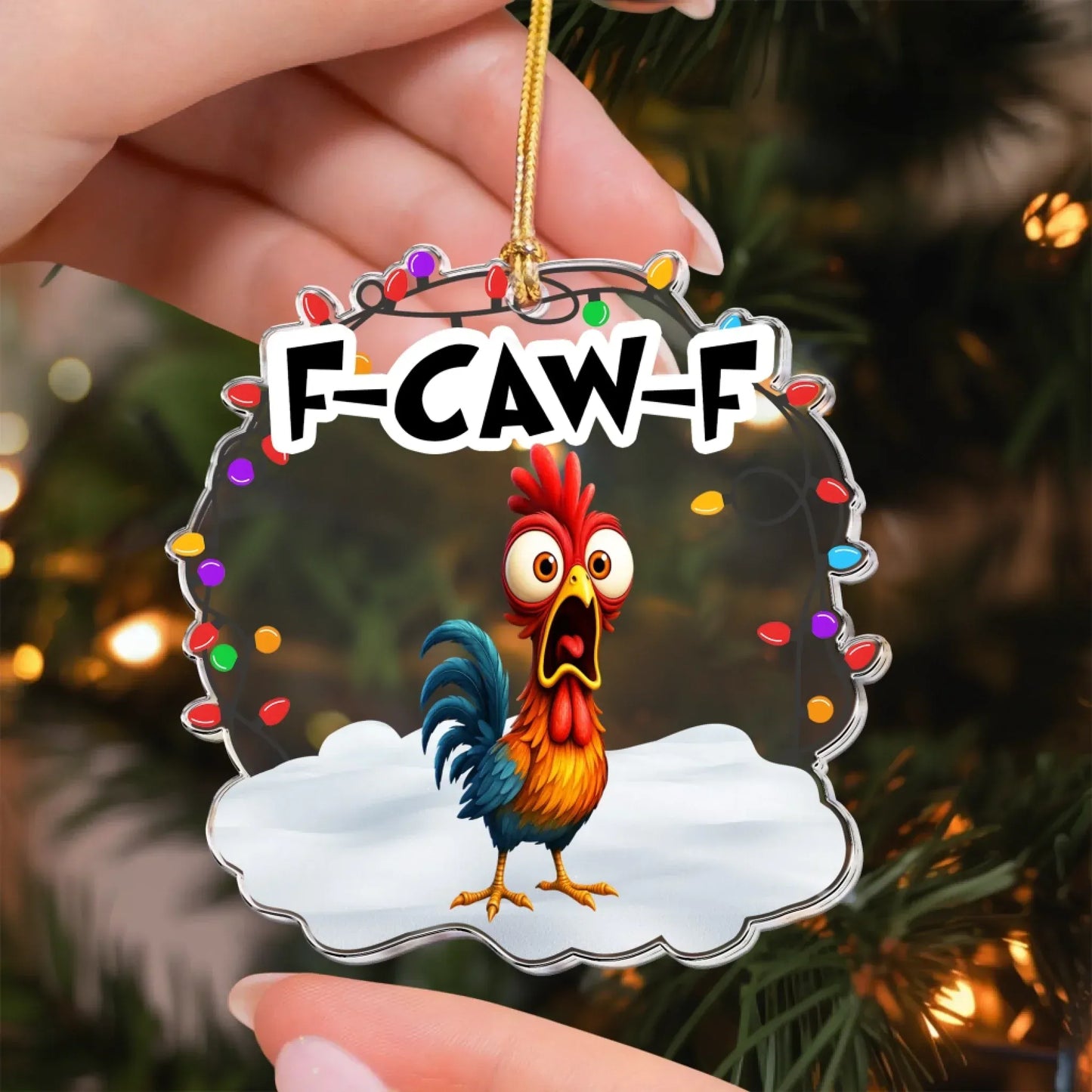 Personalized Ornaments Funny F-Caw-F Chicken - Chicken Roaster Meme - Personalized Acrylic Ornament