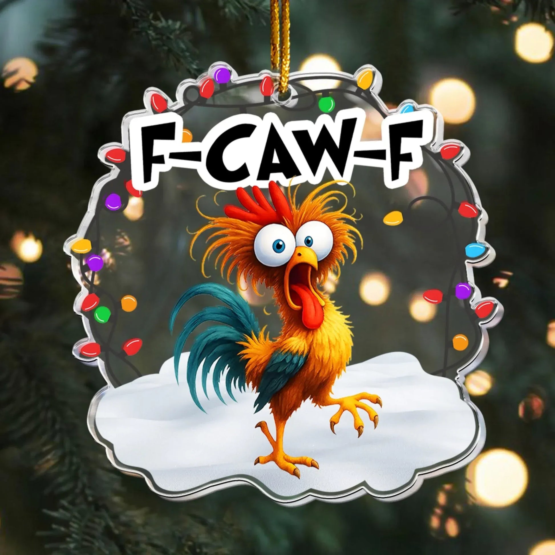 Personalized Ornaments Funny F-Caw-F Chicken - Chicken Roaster Meme - Personalized Acrylic Ornament