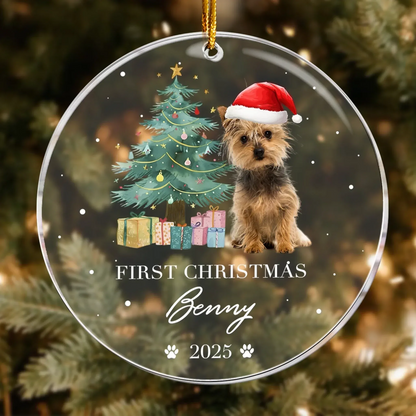 Personalized Ornaments Dog’s First Christmas, Puppy’s 1st Christmas - Personalized Dog Photo Ornament
