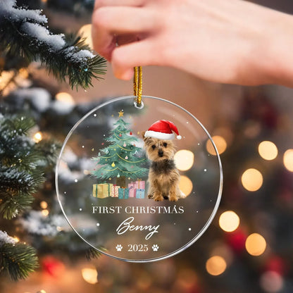 Personalized Ornaments Dog’s First Christmas, Puppy’s 1st Christmas - Personalized Dog Photo Ornament