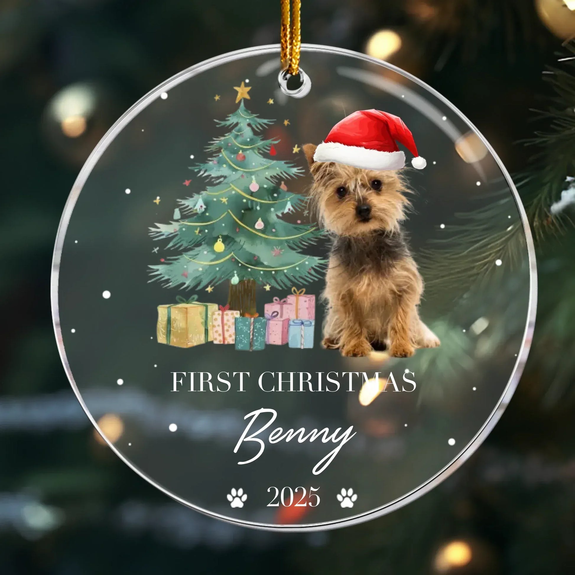 Personalized Ornaments Ornament Acrylic / Glass / 3.5in / 8.9cm Dog’s First Christmas, Puppy’s 1st Christmas - Personalized Dog Photo Ornament