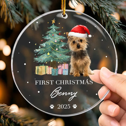 Personalized Ornaments Dog’s First Christmas, Puppy’s 1st Christmas - Personalized Dog Photo Ornament