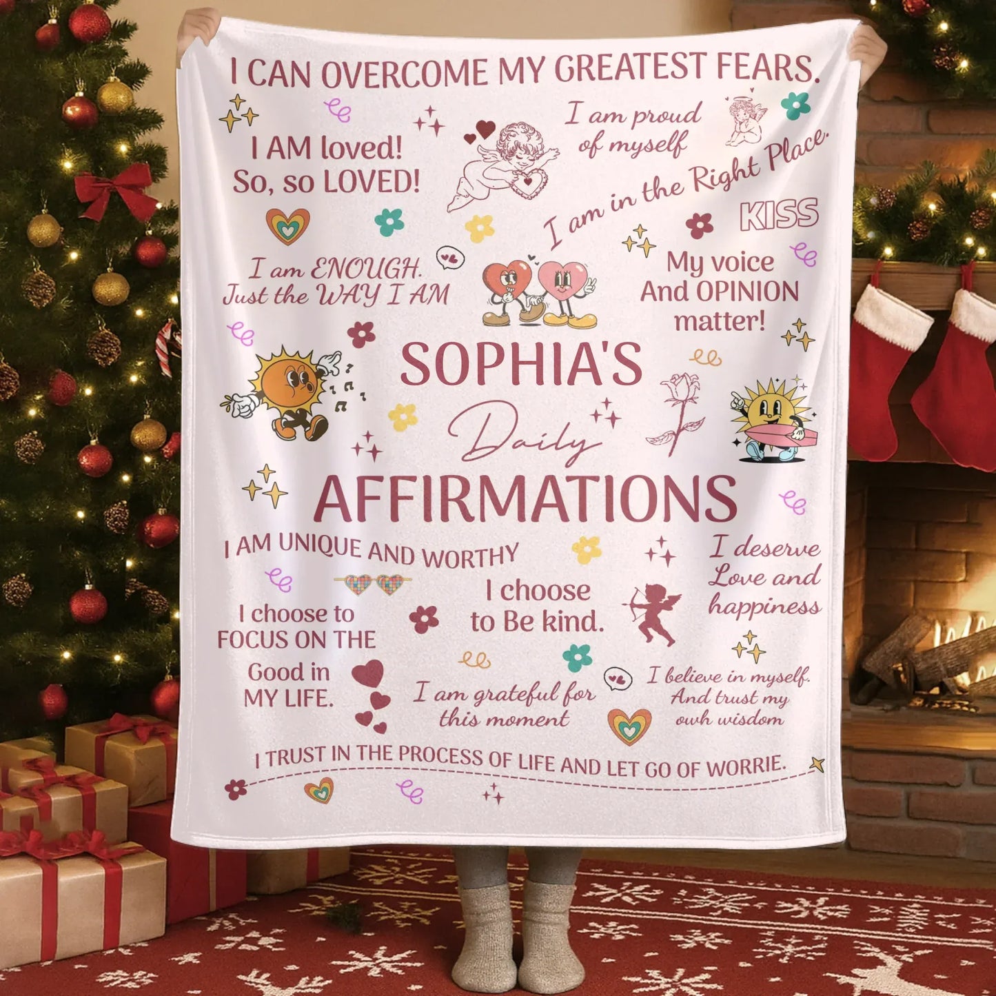 Personalized Blankets Blanket Custom KNT / White / 30x40in / 76x101cm I Am Enough Just The Way I Am - Personalized Daily Affirmations Custom Blanket