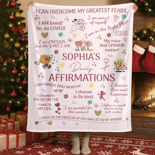 Personalized Blankets Blanket Custom KNT / White / 30x40in / 76x101cm I Am Enough Just The Way I Am - Personalized Daily Affirmations Custom Blanket