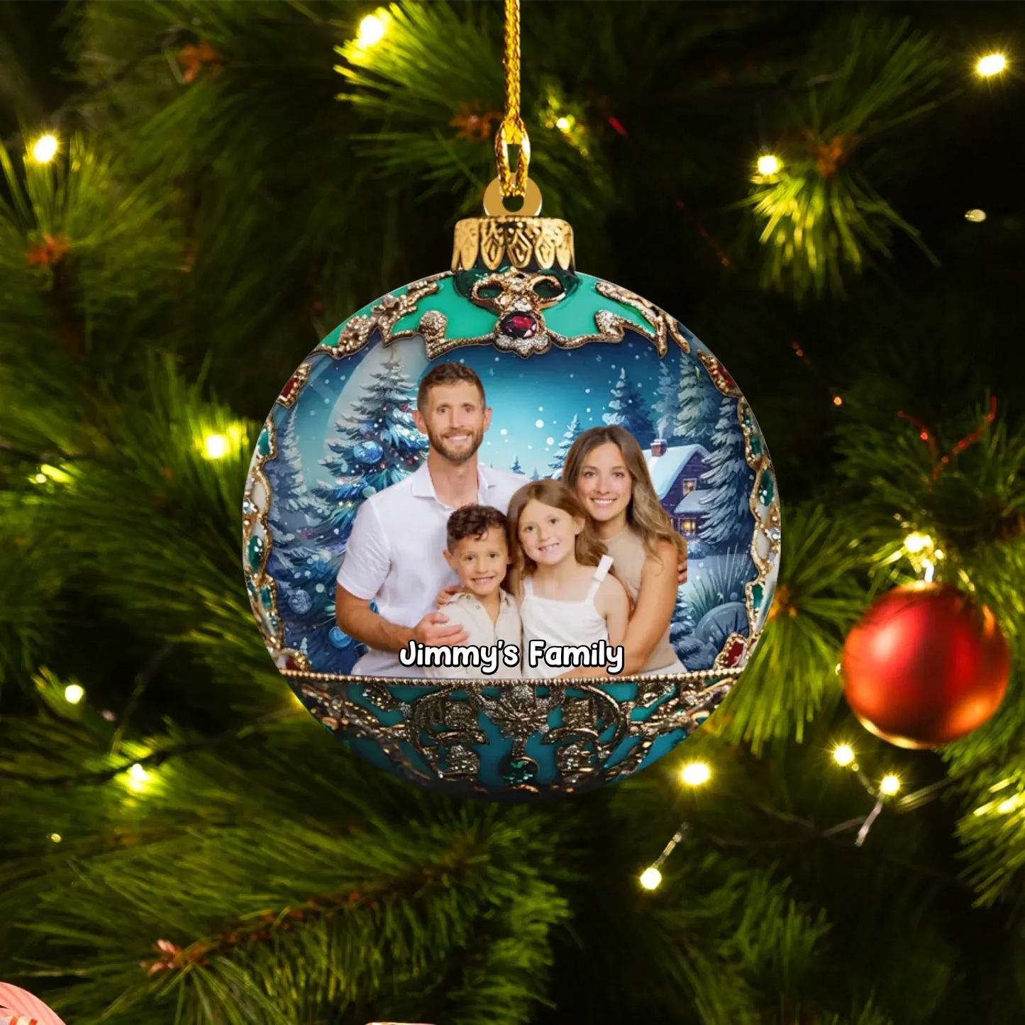 Ornament Acrylic DMT / Glass / 3.5in / 8.9cm That Happy Face Is The Best Gift Of All - Personalized Family Photo Custom Acrylic Ornament