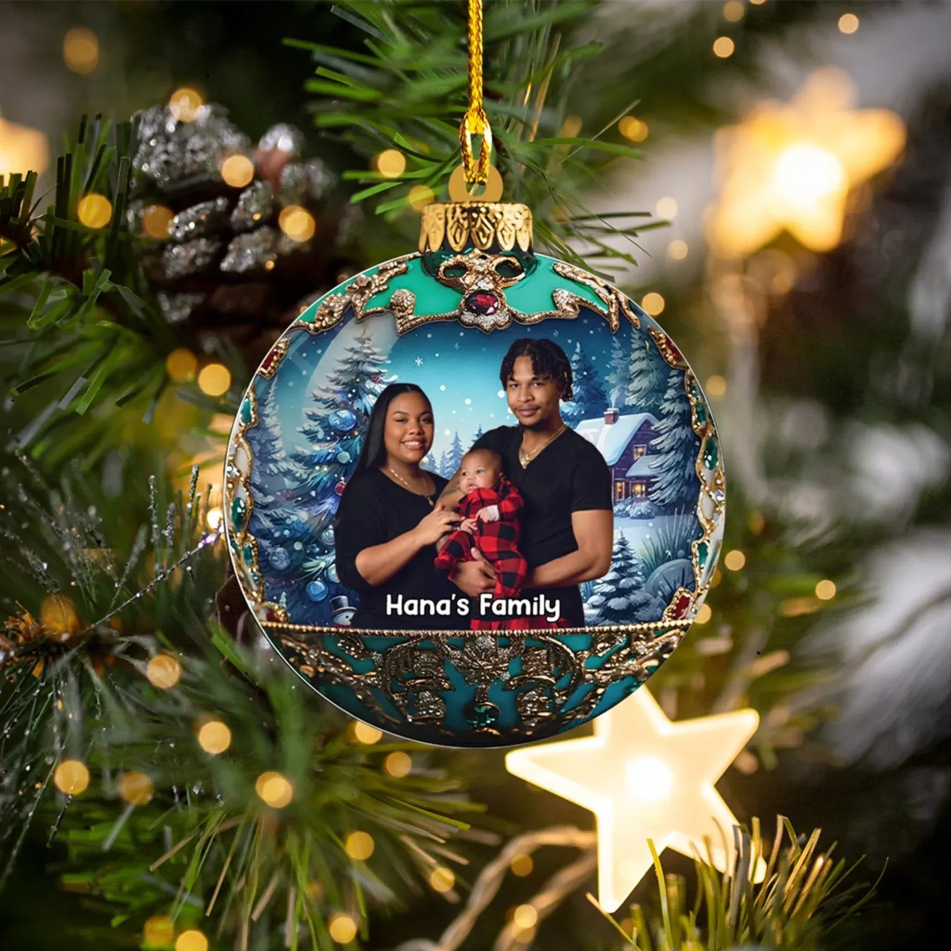 That Happy Face Is The Best Gift Of All - Personalized Family Photo Custom Acrylic Ornament
