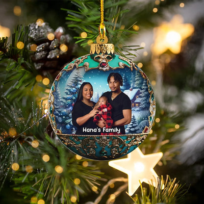 That Happy Face Is The Best Gift Of All - Personalized Family Photo Custom Acrylic Ornament