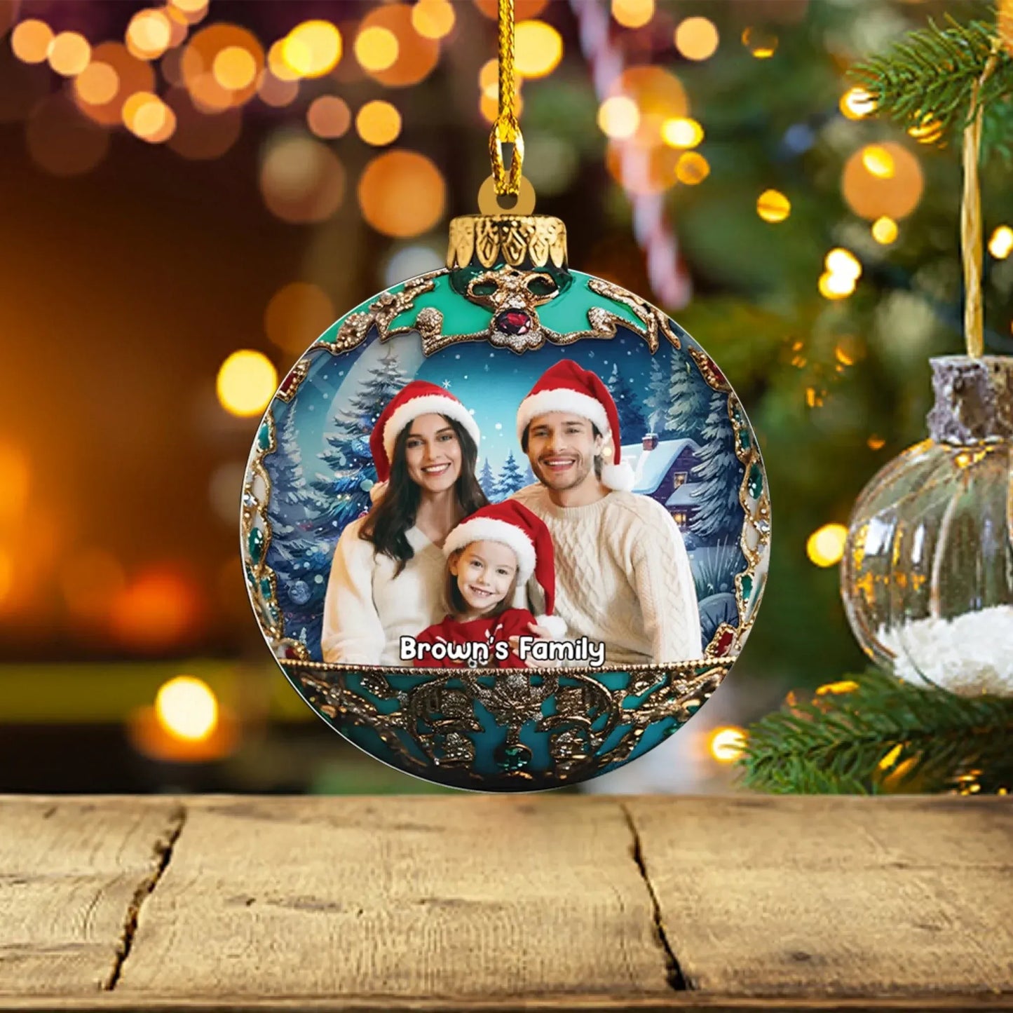 That Happy Face Is The Best Gift Of All - Personalized Family Photo Custom Acrylic Ornament