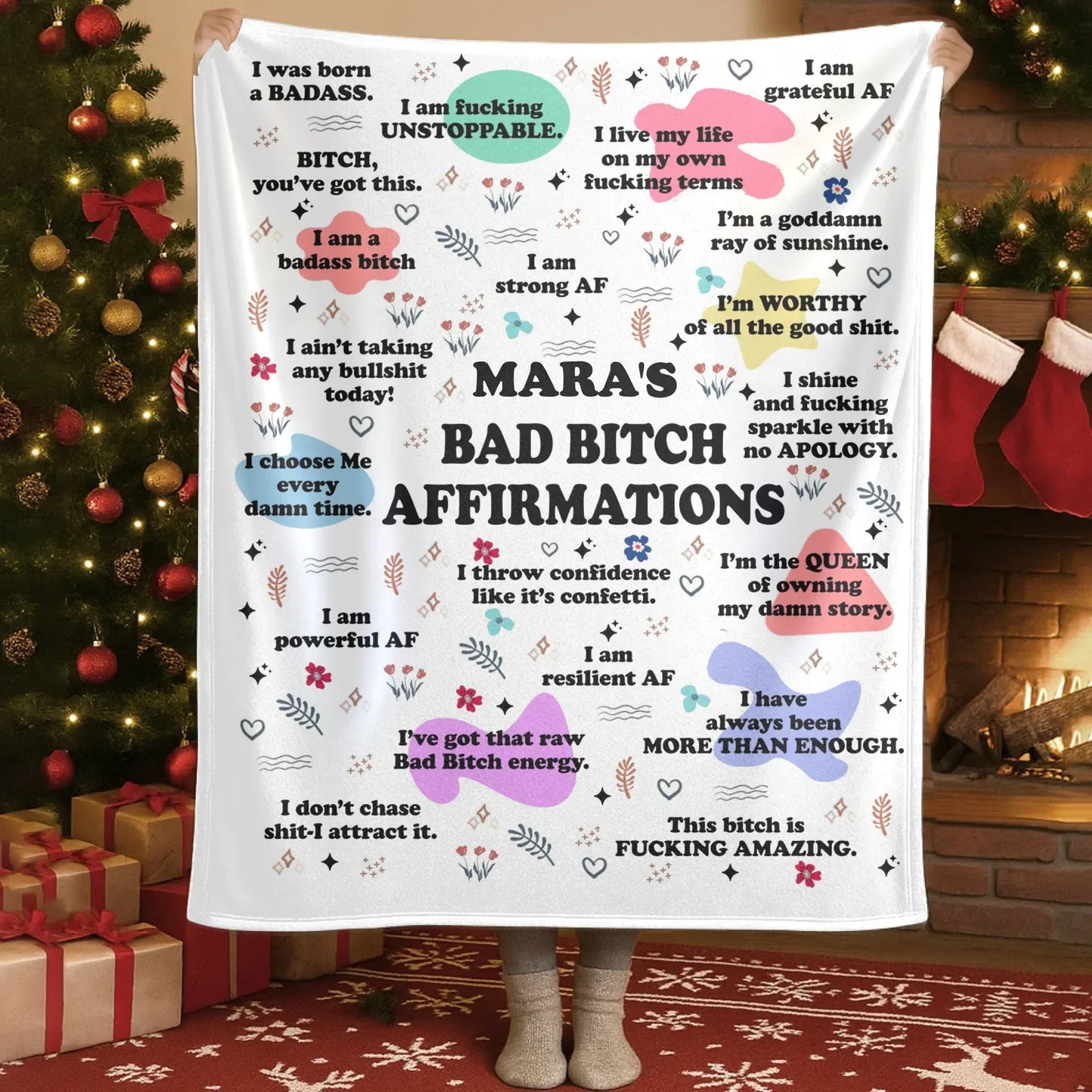 Personalized Blankets Blanket Custom KNT / White / 30x40in / 76x101cm Bad Bitch Affirmations - Personalized Funny & Empowering Blanket