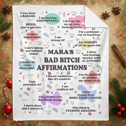 Personalized Blankets Bad Bitch Affirmations - Personalized Funny & Empowering Blanket