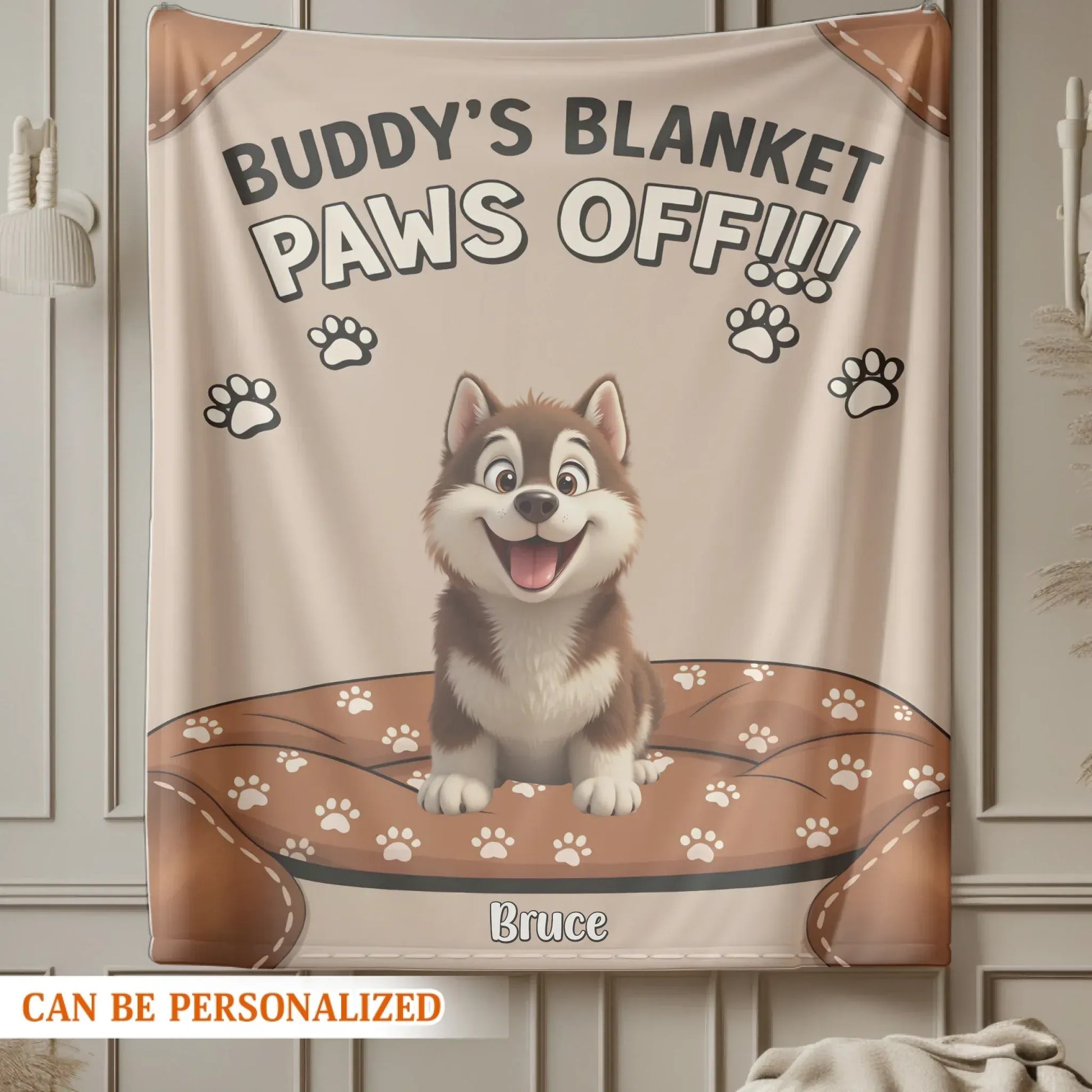 Personalized Blankets Buddy's Blanket Paws Off - Personalized Cute Dog Cartoon Custom Blanket