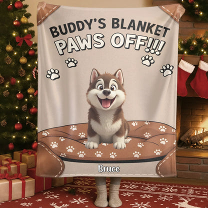 Personalized Blankets Blanket Custom KNT / White / 30x40in / 76x101cm Buddy's Blanket Paws Off - Personalized Cute Dog Cartoon Custom Blanket