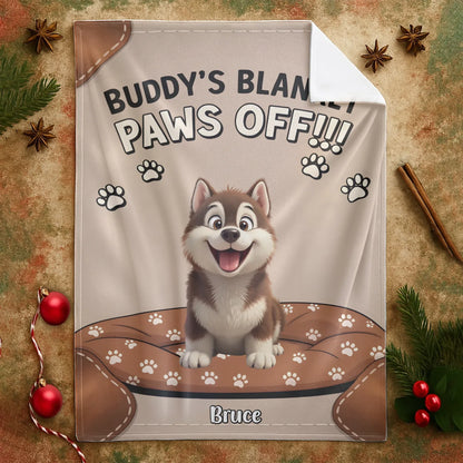 Personalized Blankets Buddy's Blanket Paws Off - Personalized Cute Dog Cartoon Custom Blanket