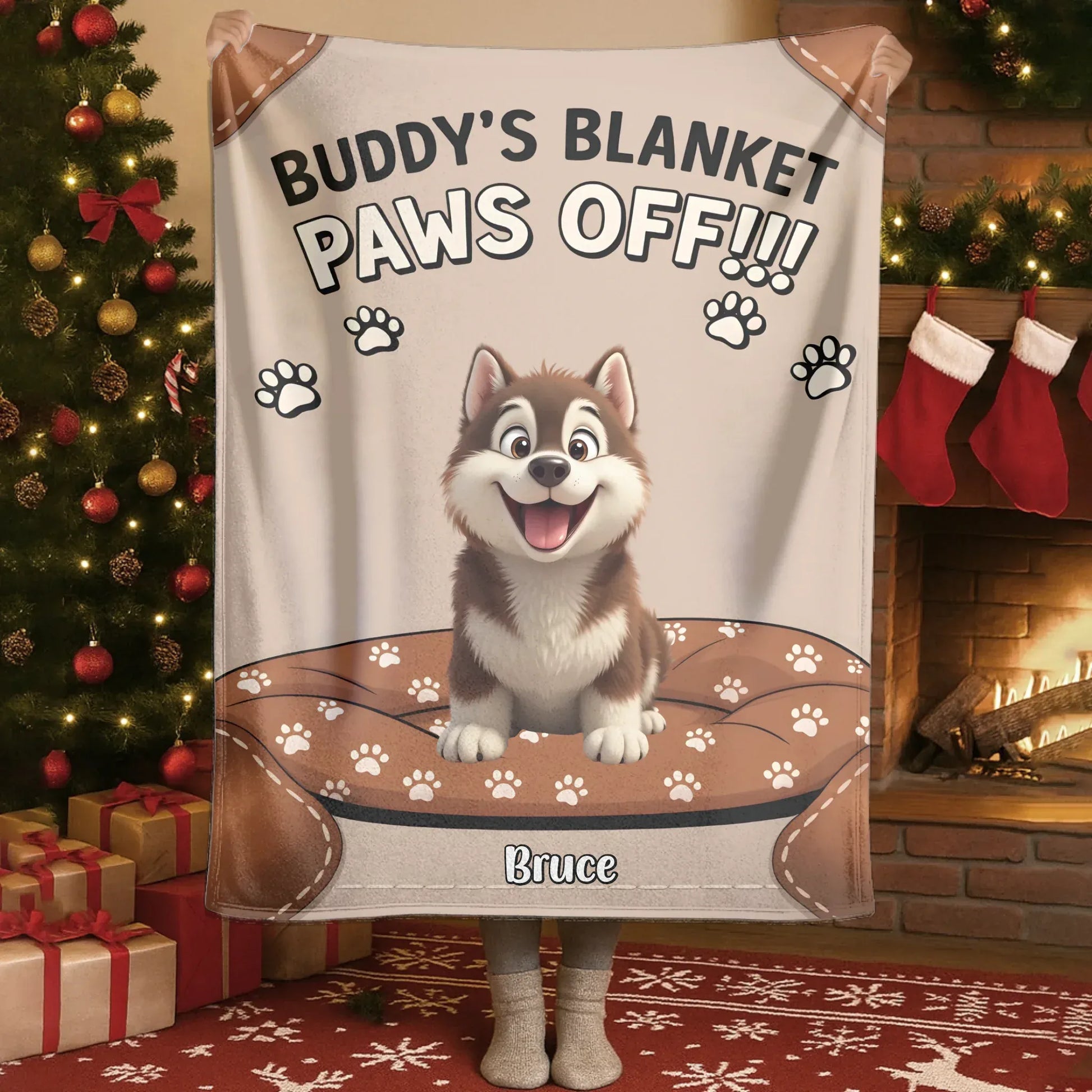 Personalized Blankets Buddy's Blanket Paws Off - Personalized Cute Dog Cartoon Custom Blanket