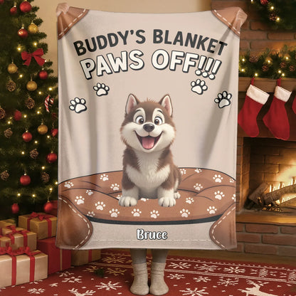 Personalized Blankets Buddy's Blanket Paws Off - Personalized Cute Dog Cartoon Custom Blanket