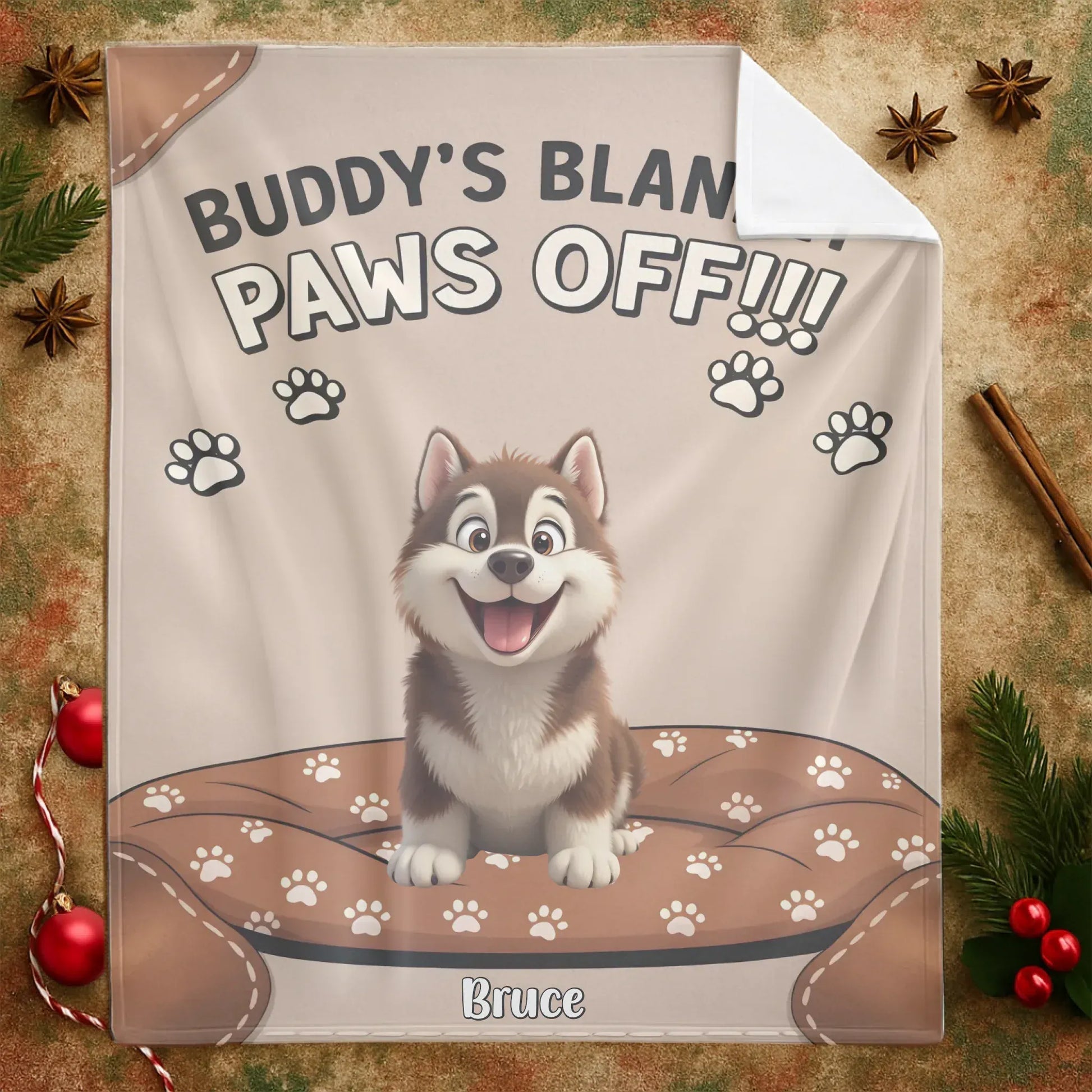 Personalized Blankets Buddy's Blanket Paws Off - Personalized Cute Dog Cartoon Custom Blanket