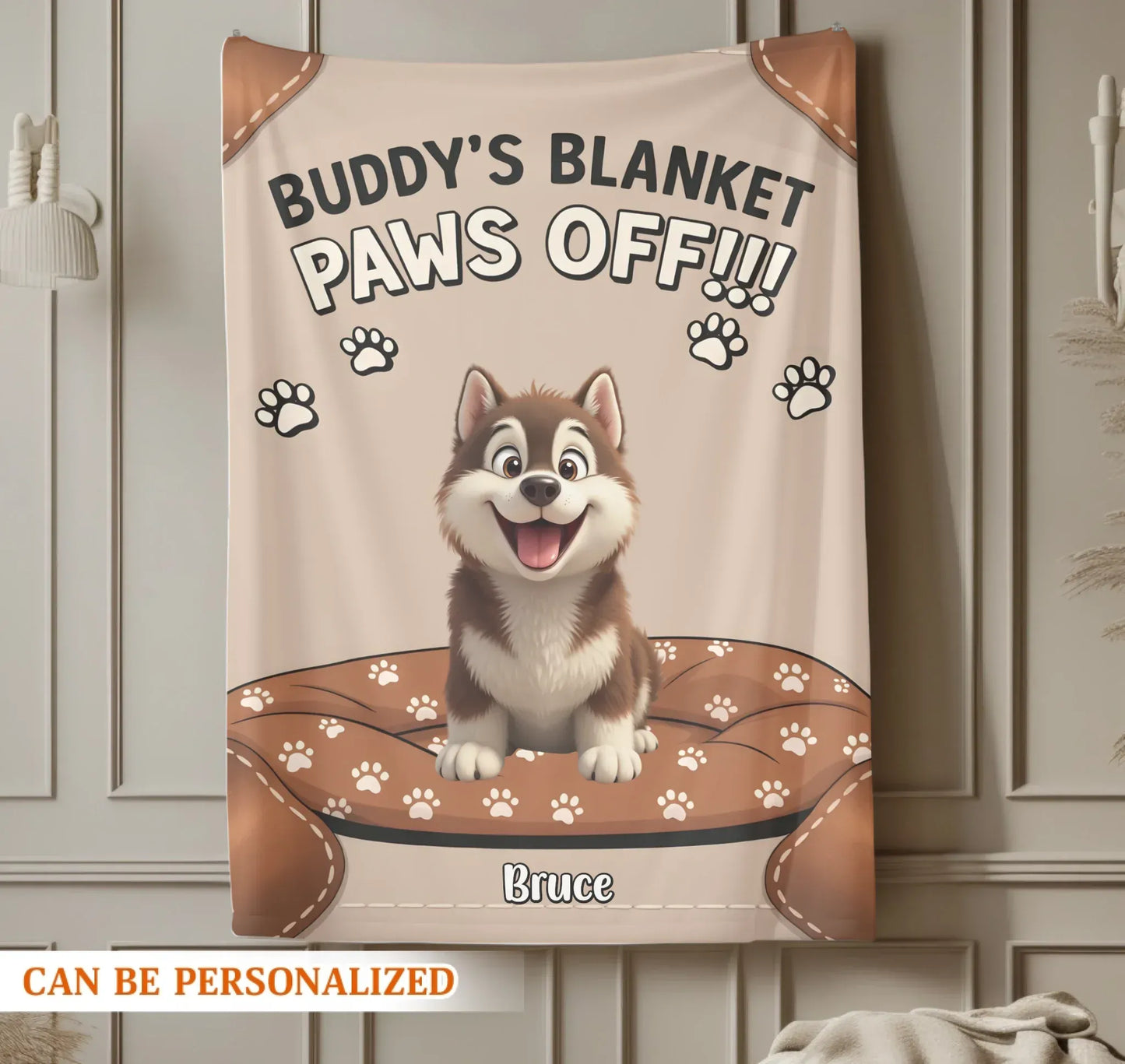 Personalized Blankets Buddy's Blanket Paws Off - Personalized Cute Dog Cartoon Custom Blanket
