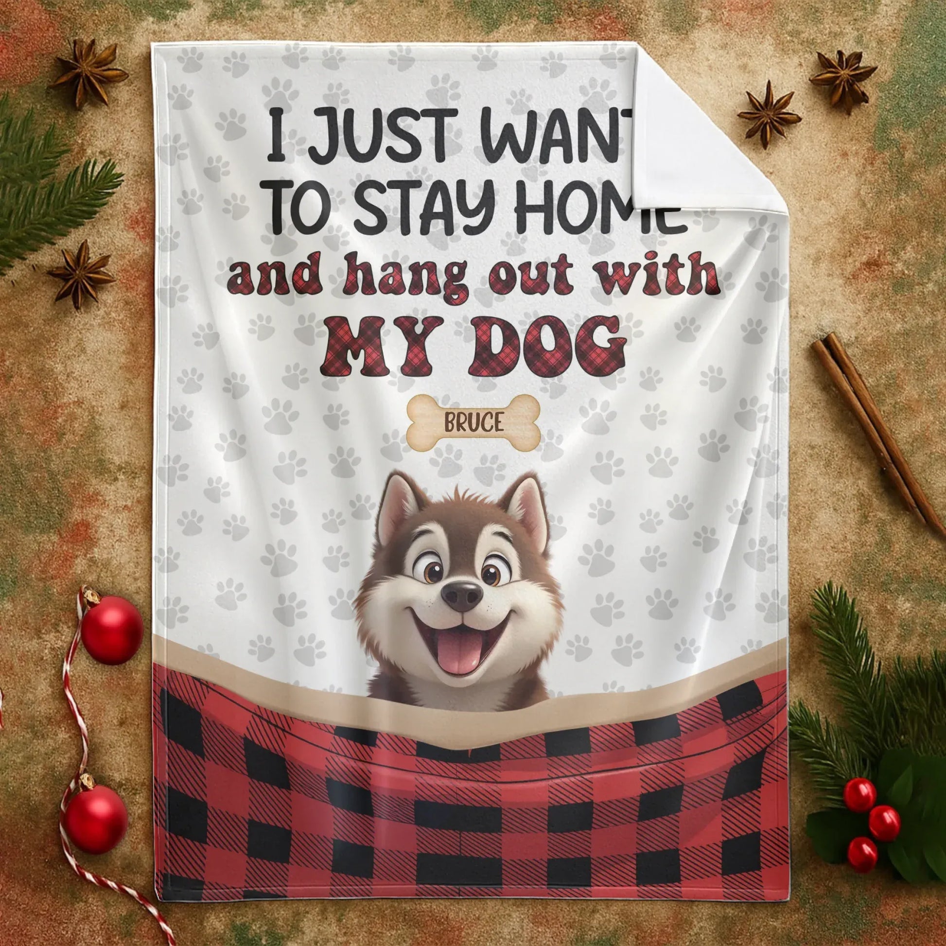 I Just Want To Stay Home - Personalized Multiple Dog Cartoon Custom Blanket
