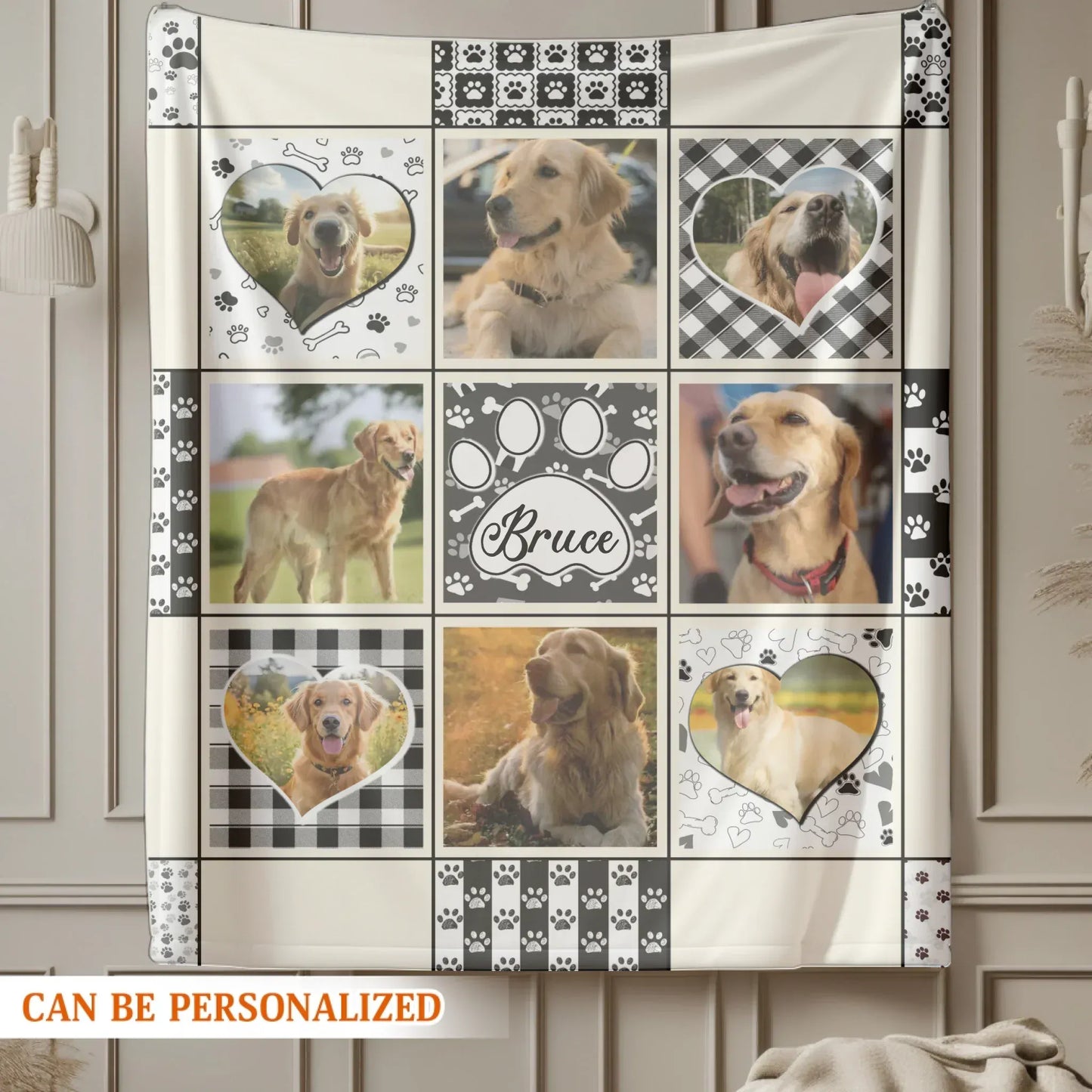 Pawprints of Love - Personalized Dog Collage Photo Blanket