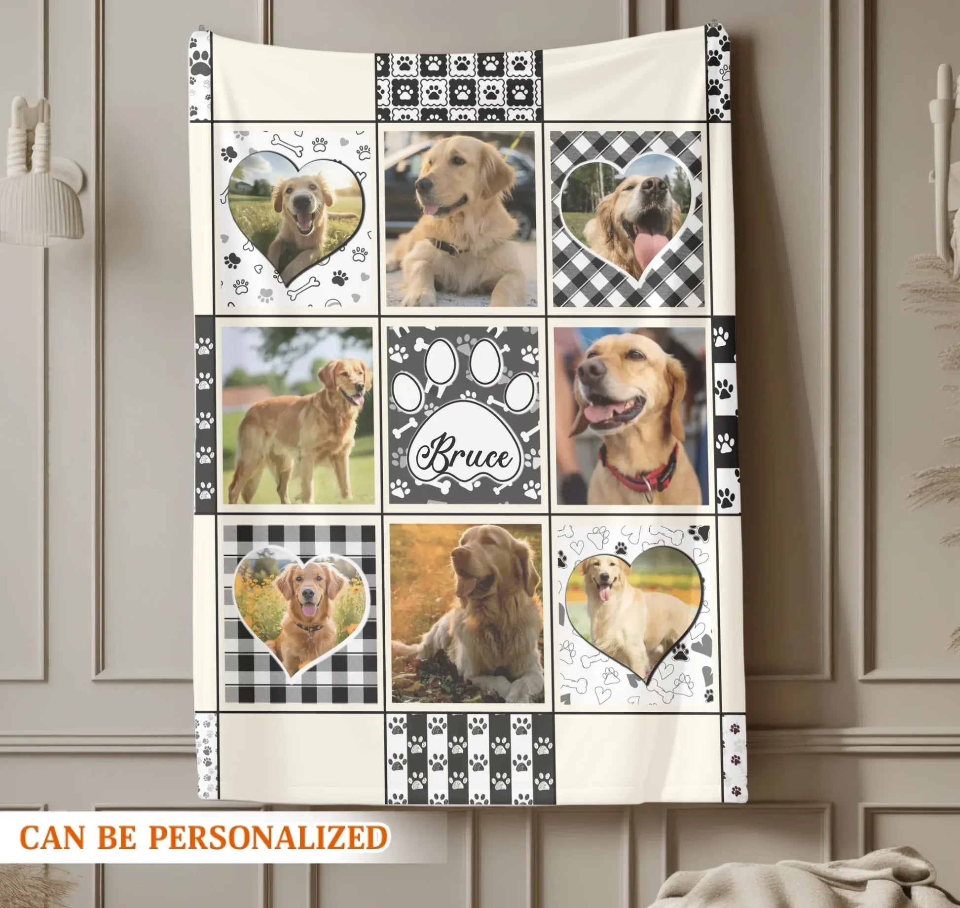 Pawprints of Love - Personalized Dog Collage Photo Blanket