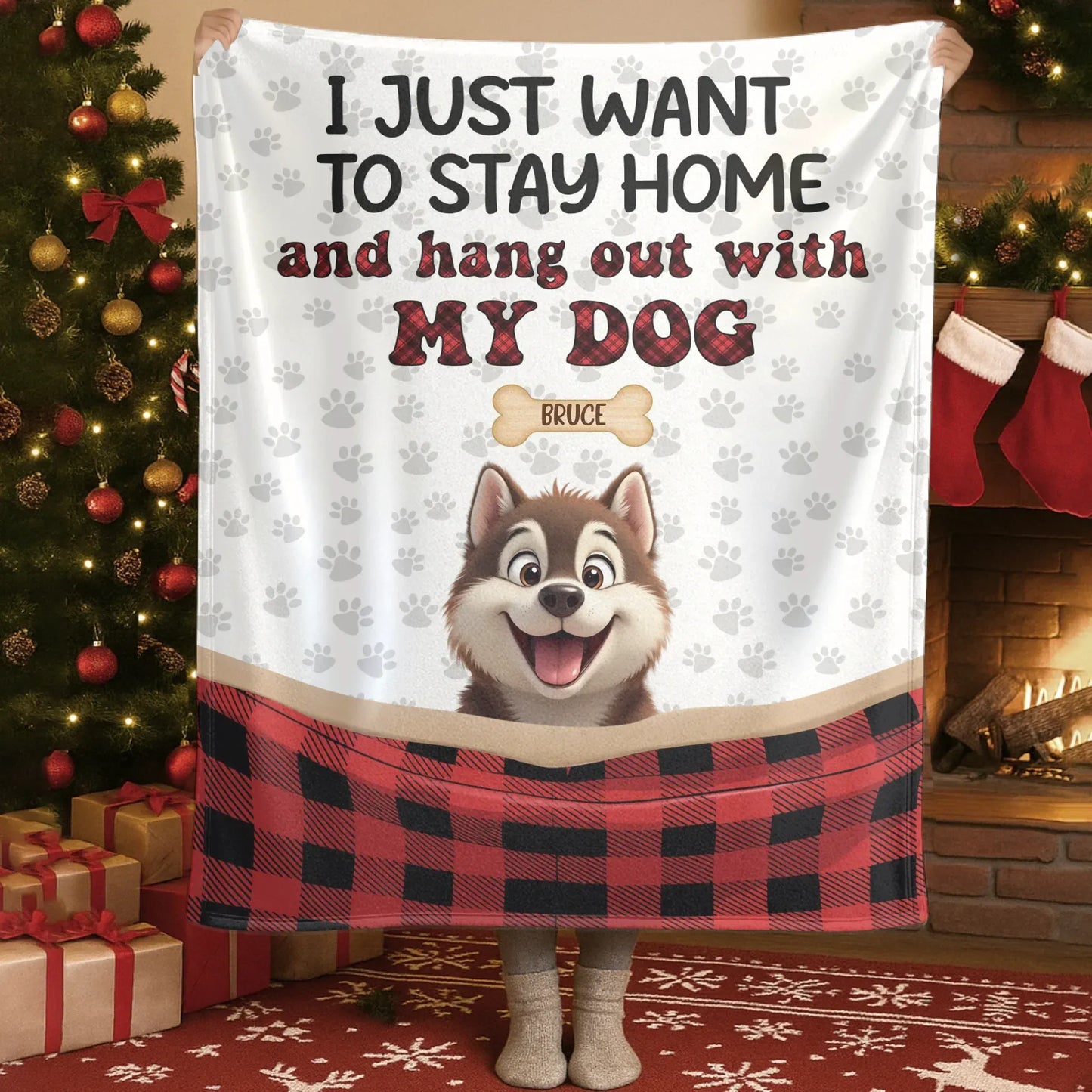 Blanket Custom KNT / White / 30x40in / 76x101cm I Just Want To Stay Home - Personalized Multiple Dog Cartoon Custom Blanket