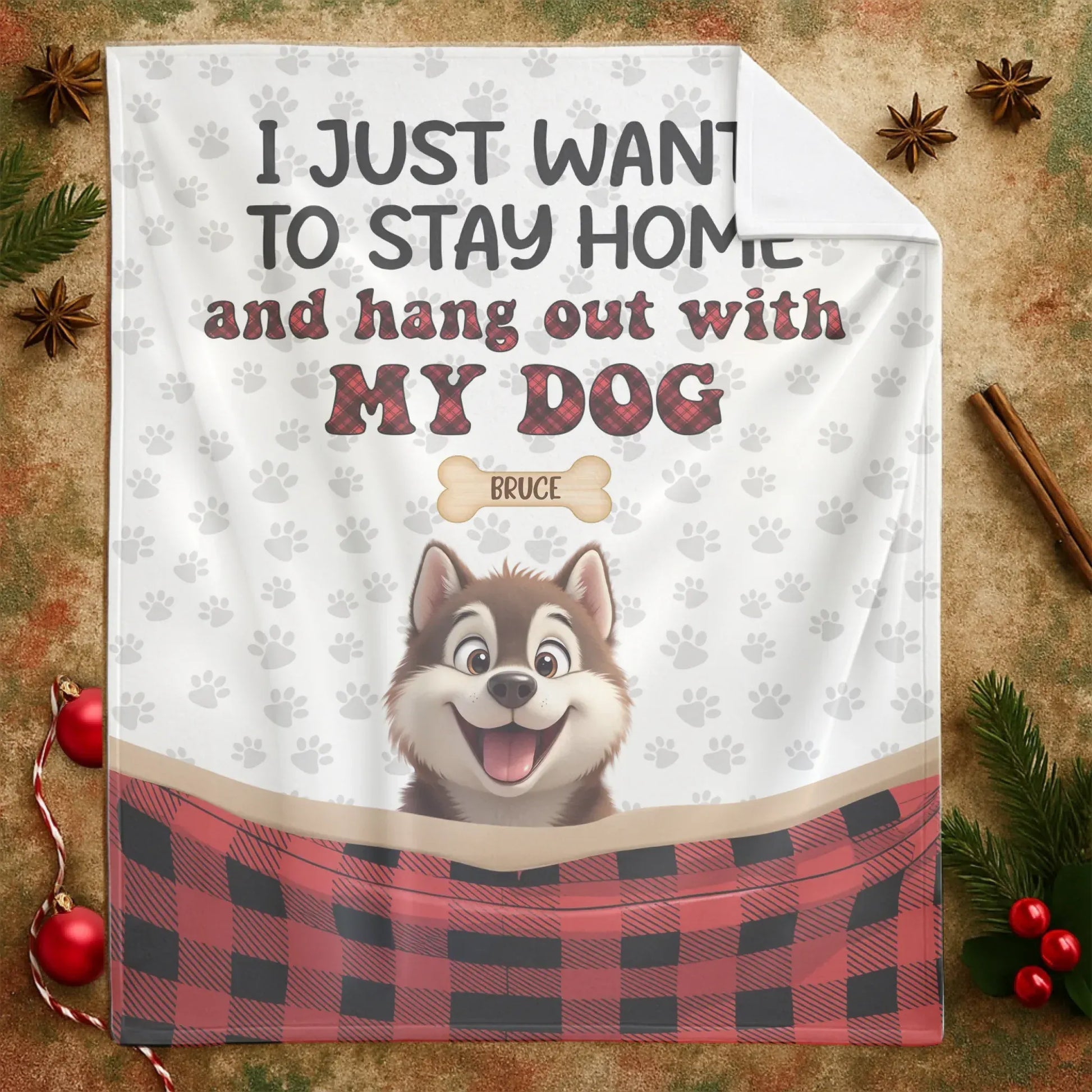 I Just Want To Stay Home - Personalized Multiple Dog Cartoon Custom Blanket