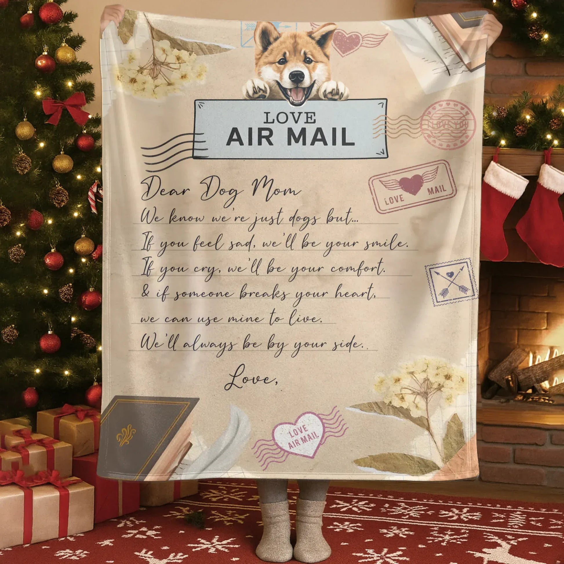 Blanket Custom KNT / White / 30x40in / 76x101cm Dear Dog Mom Love Air Mail - Personalized Dog Comfort Letter Blanket